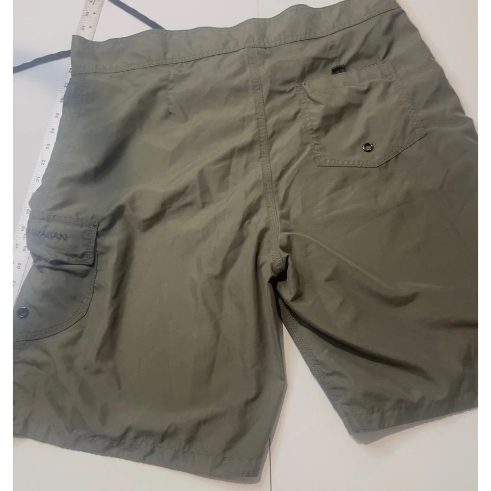 Da Hawaiian Mens Size 40 Board Shorts Olive Green Tribal Turtle Cargo Trunks